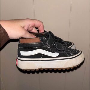 Vans Kids Black and White Velcro Sneakers